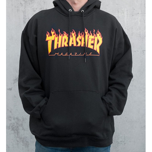 Mikina Thrasher Flame Hood black