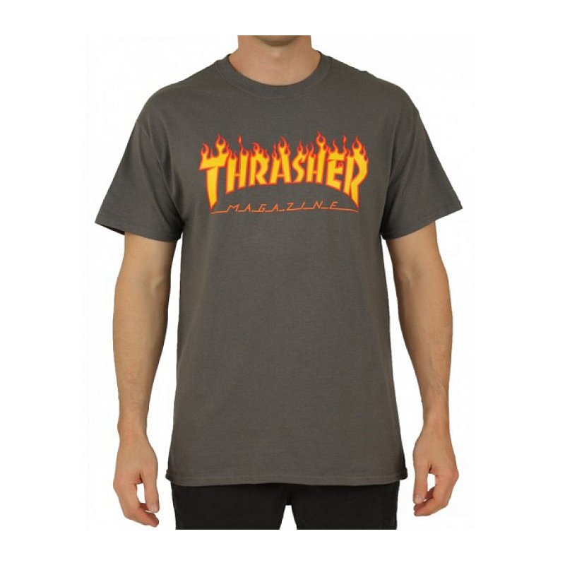 Triko Thrasher Flame Logo charcoal gray