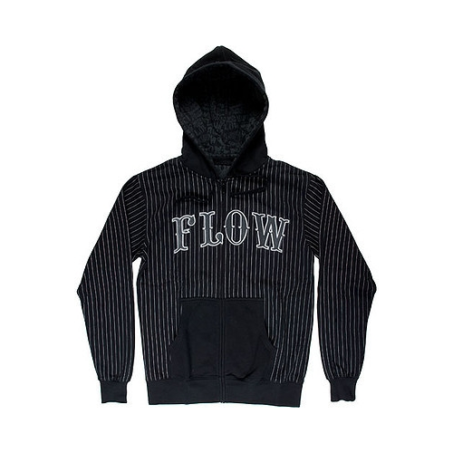 Mikina hood zip Flow Pinstripe black