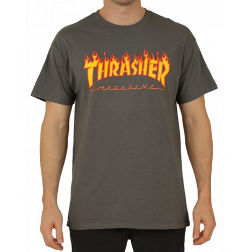 Triko Thrasher Flame Logo charcoal gray