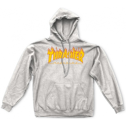 Mikina Thrasher Flame Hood grey